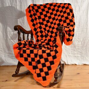 New, hand crocheted afghan throw blanket, beautiful colors large  53" x 65"